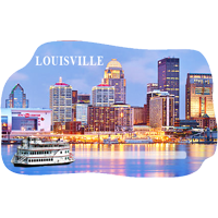 Louisville Kentucky City Skyline and Riverfront with Paddlewheel Boat Interactive Magnet