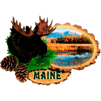 Maine Flocked Moose State 3D Textured Magnet