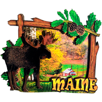 Maine Furry Moose State 3D Textured Magnet